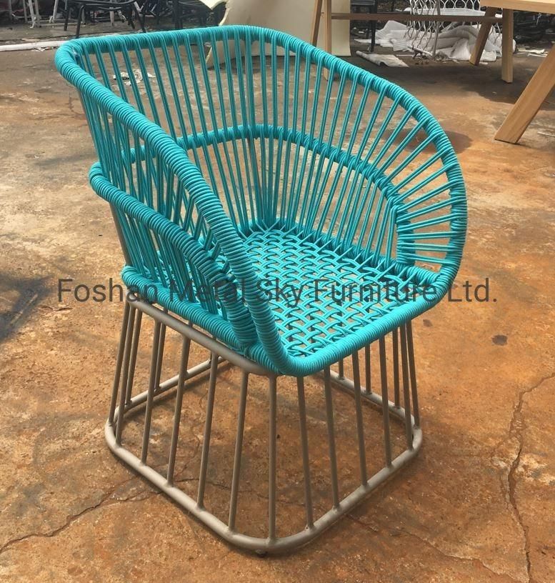 Outdoor Wicker Rope Metal Courtyard Garden Hotel Restaurant Rattan Chair