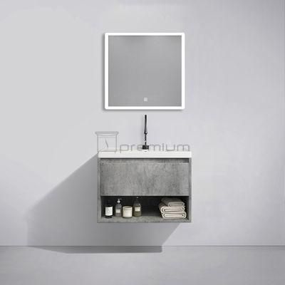 European Wholesale Melamine Bathroom Furniture with LED Mirror Modern Wall Mounted Wood Bath Wash Basin Bathroom Vanity Cabinet