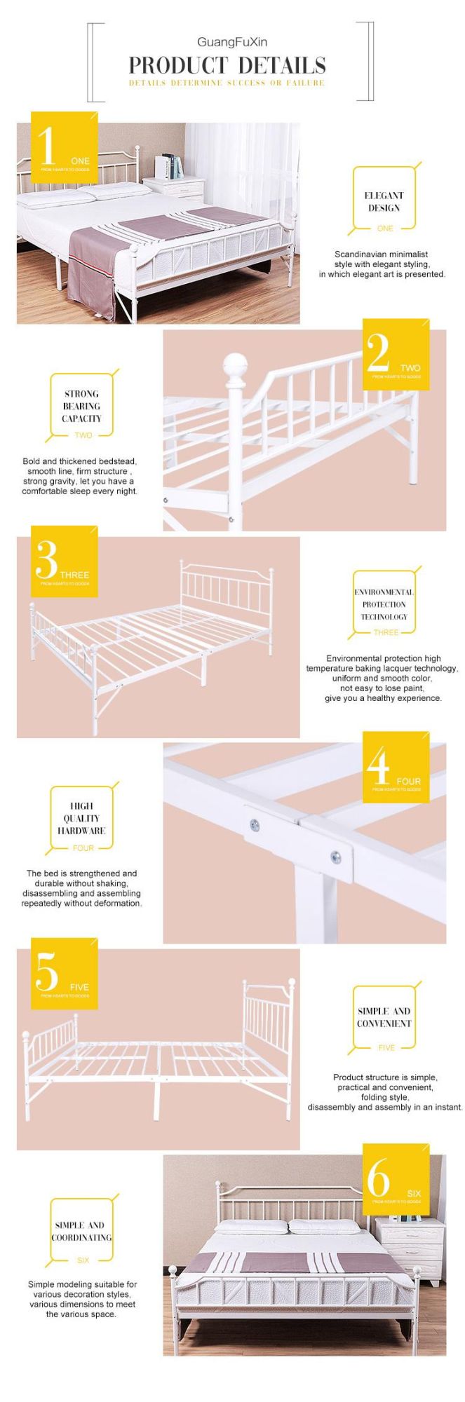 2020 Cheap Metal Bed Frame Twin Size White or Black