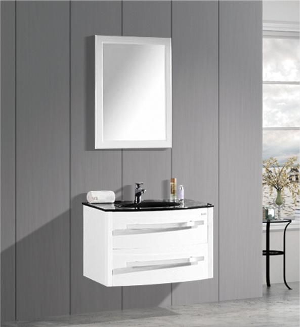 European Modern Bathroom PVC Cabinet Vanities Set Cabinet with Ceramic Sink Mirror Vanity Set