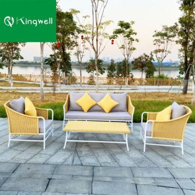 Outdoor Garden Luxury 4PCS Rattan Furniture Wicker Couch Conversation Sofa with Cushion