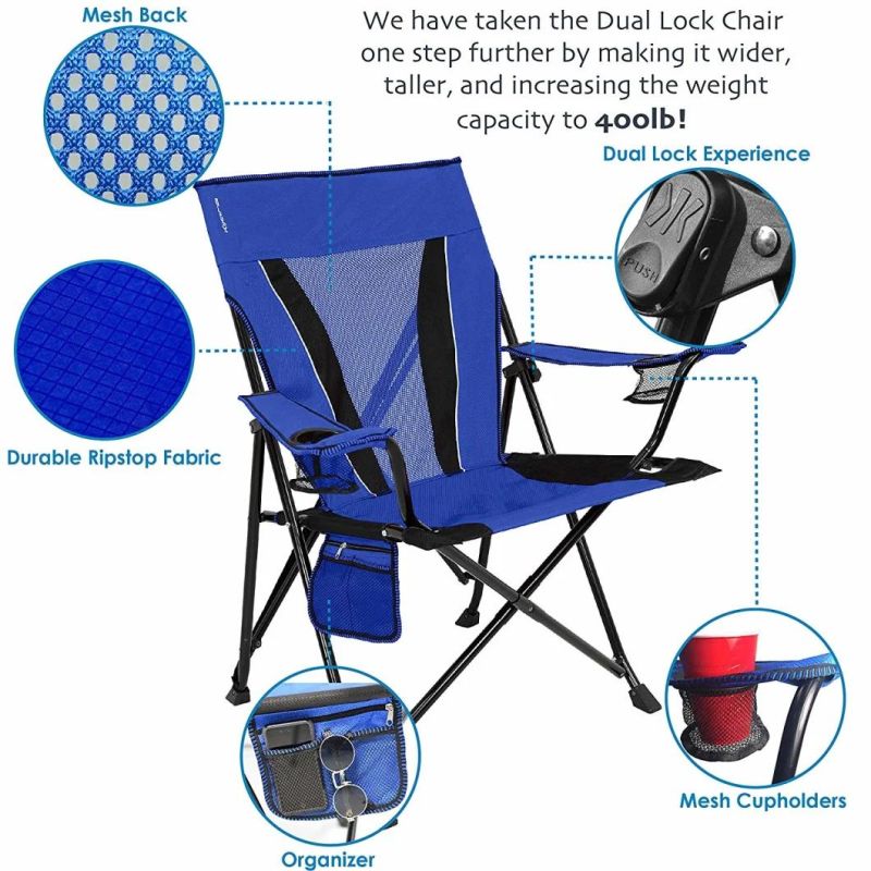 Camping Chair Mesh High Back Ergonom with Cup Holder Armrest Pocket