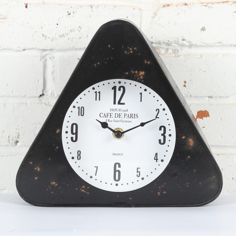 Simple Style Iron Table Clock, Leader Table Clock, Metal Desk Clock, Simple Triangle Mantel Clock