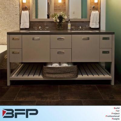 European Style Quartz Countertop with Handle Bathroom Double Vanities