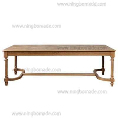 Classic French Countryside Vintage Style Antique Corner Colletion Solid Oak Wood Nature Oil Cross Panel Top Table