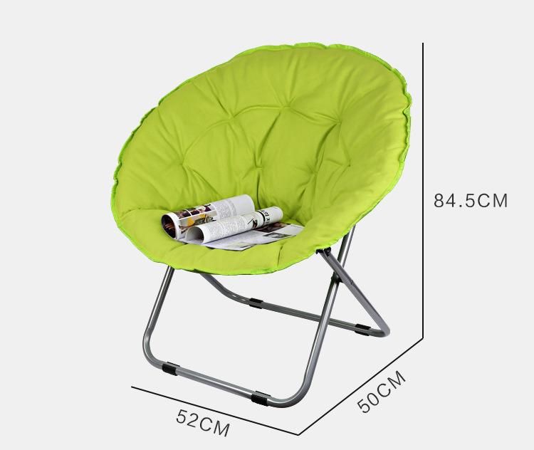 Folding Large Size Round Moon Saucer Camping Chair with Steel Frame Oxford Cloth Padded Seat Portable Moon Chair Multiple Colors