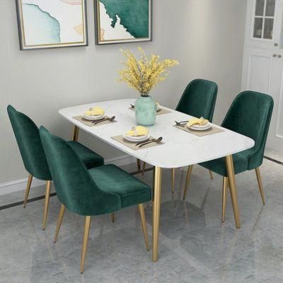 European Style Marble Dining Table with Gold Iron Legs