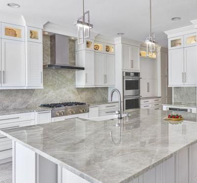 Typical Shaker Door Profile Kitchen Cabinets with Marble Countertop