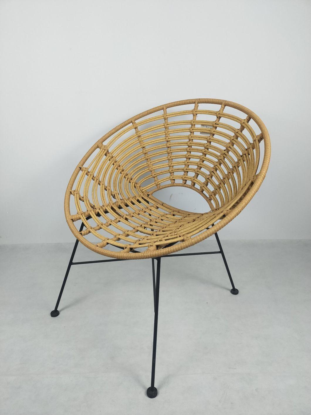 Synthetic Rattan PE Round Wood Wicker Woven Chairs Leisure Furniture