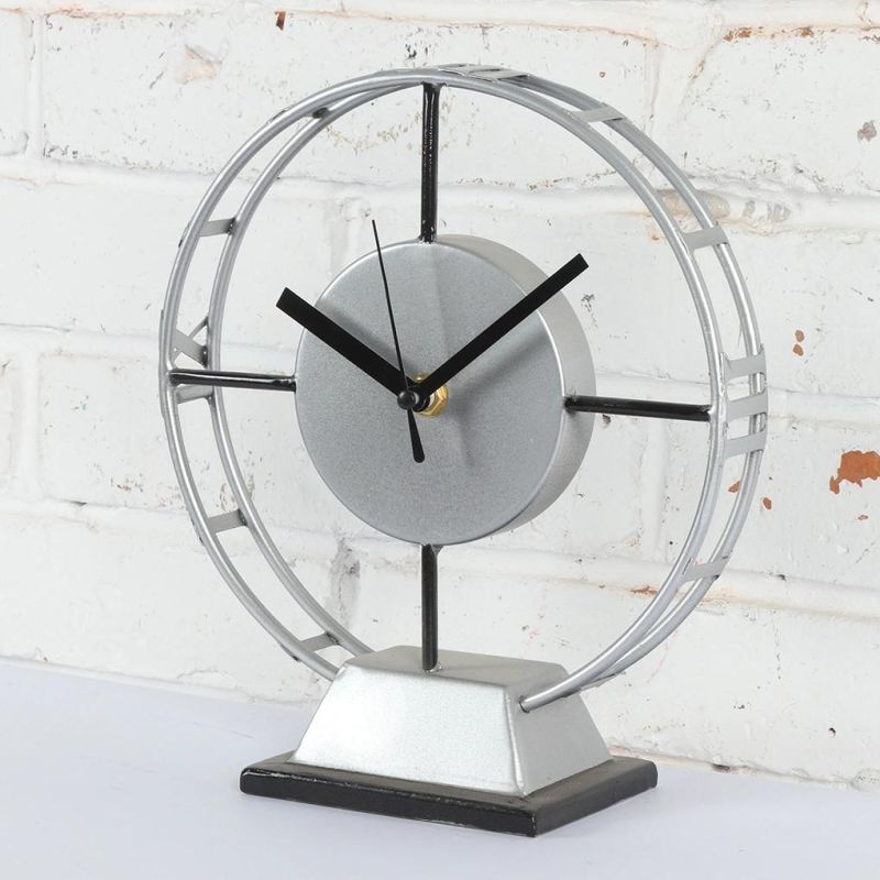 Iron Table Clock in Simple Style, Leader Metal Desk Clock, Simple Mantel Clock for Home Decor, Iron Desk Clock