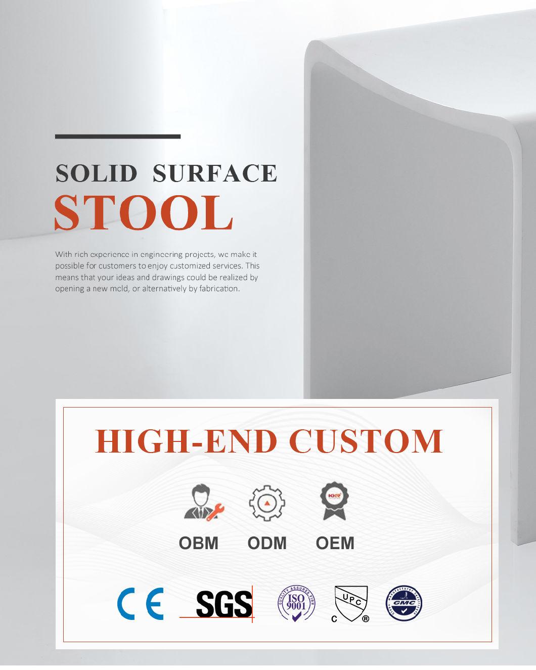 Sanitary Ware Durable Solid Surface Stone Shower Stool European and American Popular Models