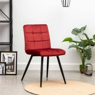 European Design Velvet Fabric Dining Chair with Metal Leg