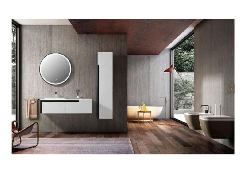 Wholesale European Style Modern Minimalist White MDF Bathroom Furniture