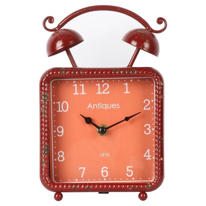 Desktop Radio Shape Table Wall Clock, Iron Table Clock, Table Clock Table Clock Home Bedroom Office Desk Table Clocks