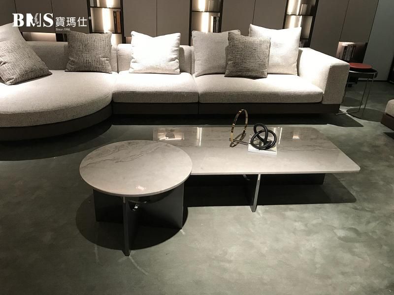 Popular European Design Living Room Round Light Grey Marble Coffee Table