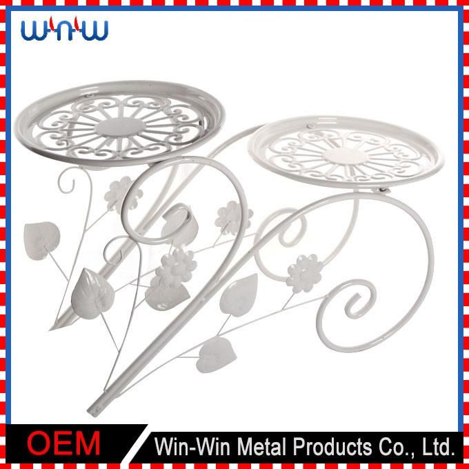 Metal Craft Home Decoration Garden Furniture Round 2 Tier Metal Display Flower Stand