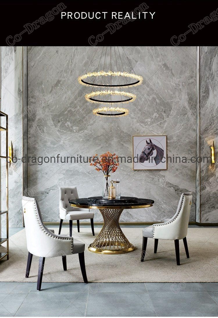 European Dining Furniture Marble Top Dining Table with Metal Base