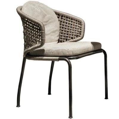 All Weather Outdoor Garden Metal Frame Dining Chair with Dry Foam Cushion