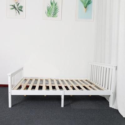 Hand Craft Wooden White Color Bed Frame Baby Kids Bed