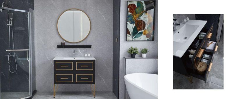 European Style Luxury Home Furniture Wooden Wall Mounted Bathroom Cabinet Modern Vanities