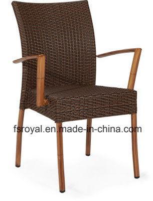 French Bistro Bamboo Look Outdoor Aluminium Rattan Dining Chair