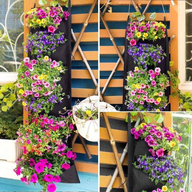 New Spring Vertical Hanging Garden Planter Flower Pots Layout Waterproof Wall Mount Hanging Flowerpot Bag Indoor Outdoor Use