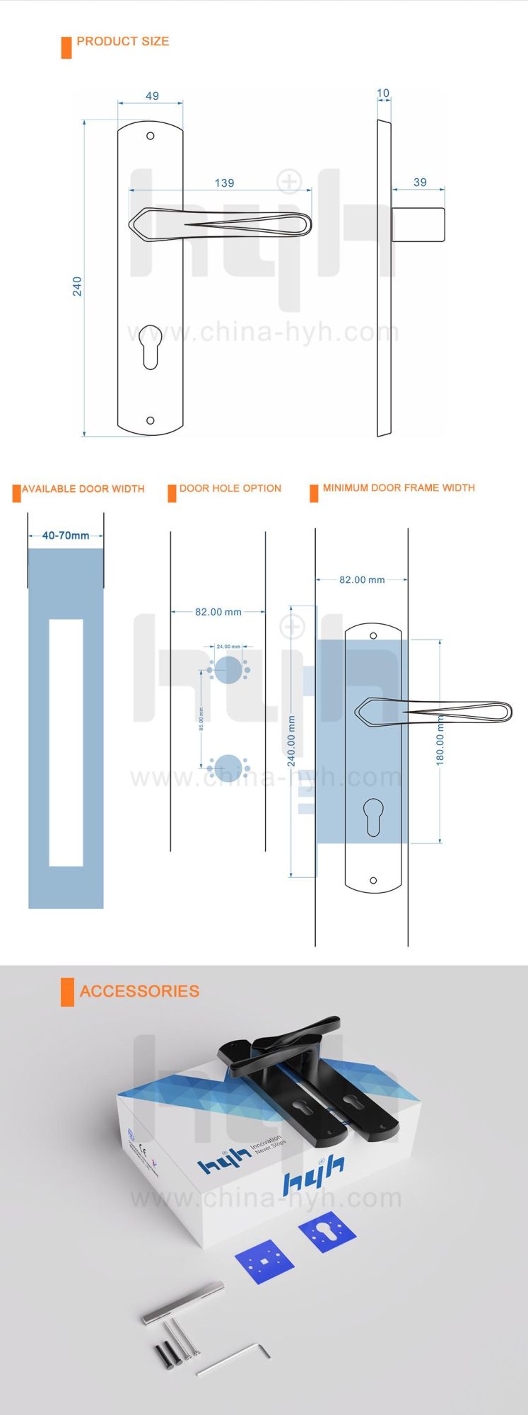 Wholesale European Zinc Alloy Heavy Duty Thumb Door Lever Handle with Plate