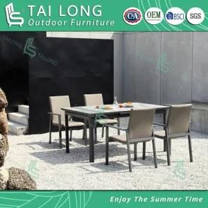 Outdoor Fabric Dining Chair with Extension Table Garden Ceramic Tempered Glass Furniture