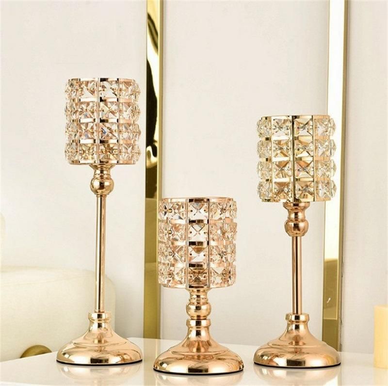 European Wedding Candlestick Ornaments Modern Dining Table Decoration Gold Crystal Candlestick Decoration