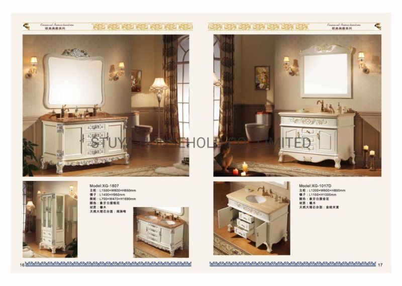 Modern Design Court Style European Standard Furniture Relief Luxurious Solid Wood Bathroom Cabinet