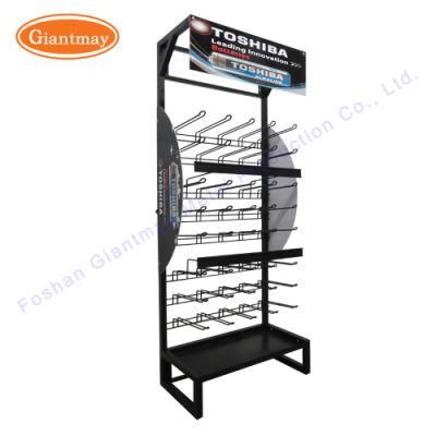 Floor Standing Retail Shop Metal Battery Hanging Display Stand