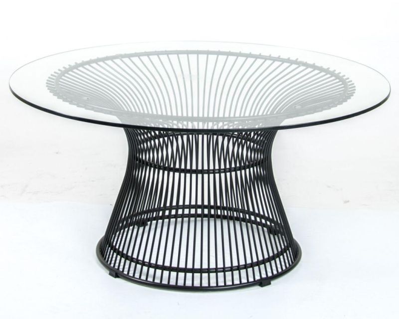 Polished Stainless Steel Wire Glass Top Outdoor Garden Round Table
