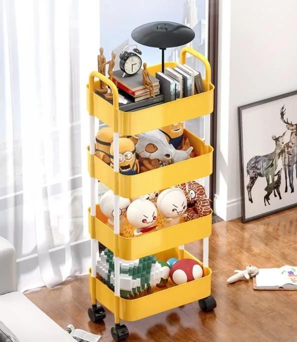 Mobile Trolley Rack Floor Kitchen Bathroom Toilet Snack Storage Multi-Layer Bedroom Bedside Storage Rack