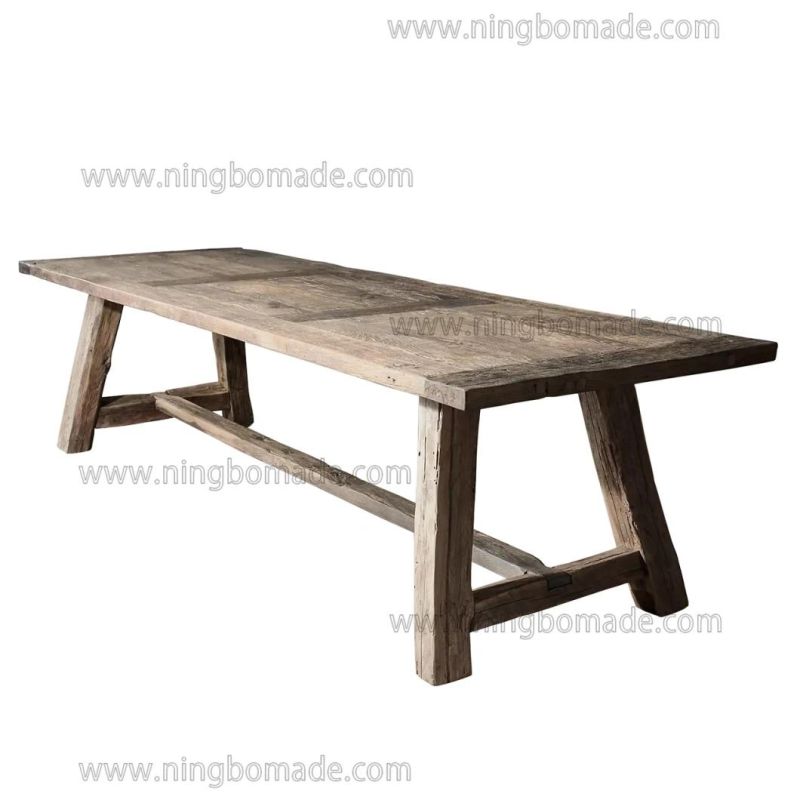 Rough-Hewn Planks Furniture Rustic Nature Reclaimed Oak Farm House Dining Table