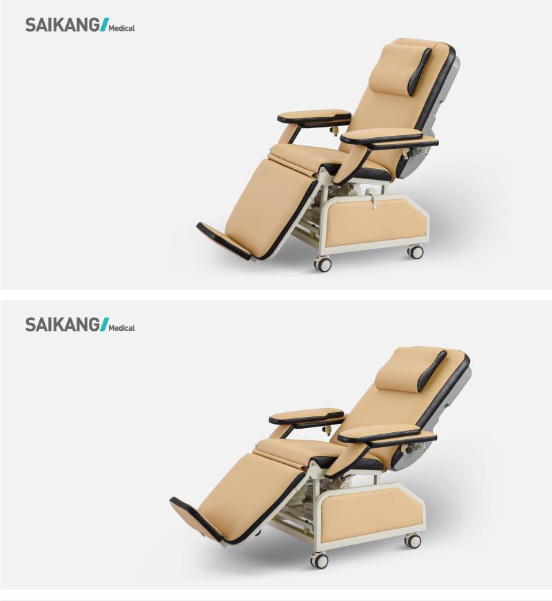 Ske-120b Saikang Factory 2 Function Foldable Medical Electric Reclining Dialysis Chair with Wheels