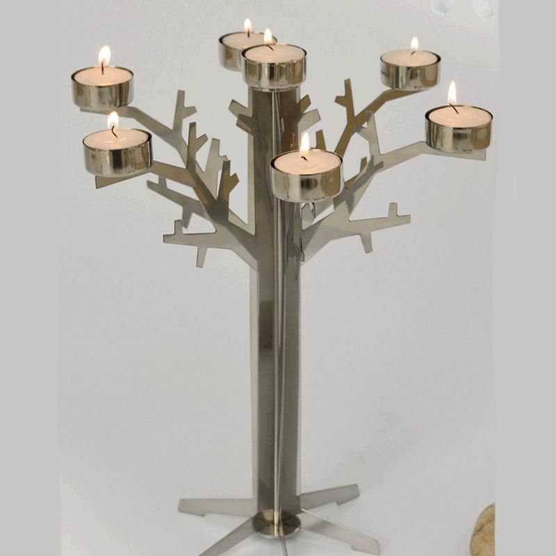 European Style Tea Table Stainless Steel Wind Lamp Candle Holder Design Simple and Generous Courtyard Decoration Christmas Candle Holder