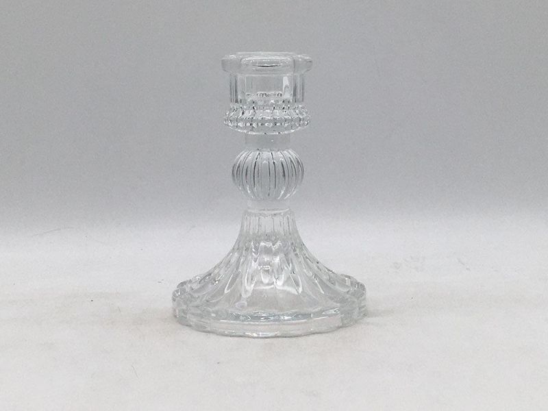 Thick Heavy Clear Glass Tealight Holder Candlestick