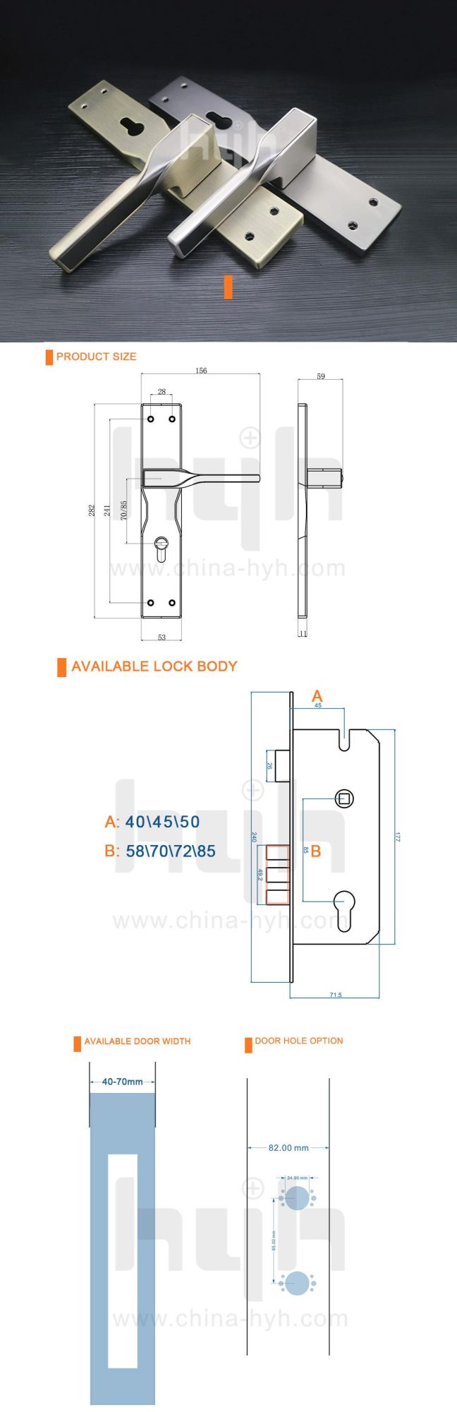 European Style China Door Lock Set Indoor Quality Door Handle Lock for Wooden Door