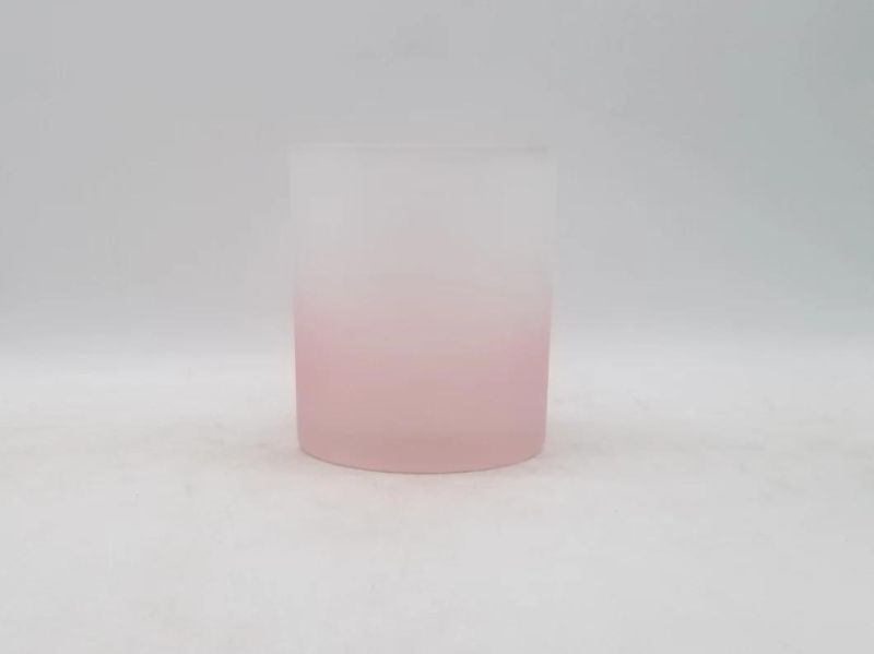 Glass Candle Holder with Customized Frosted or Shiny Spray Color