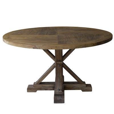 Kvj-Rr36 Round Reclaimed Wood Rustic Antique European Dining Table