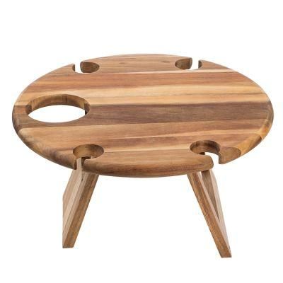 Bamboo Wood Outdoor Wine Table Picnic Table Beach Table for Camping
