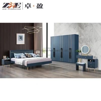 OEM Professional Furniture Manufacturer Farmhouse Simple Blue Panel 5 PC Bedroom Complete Set for The House