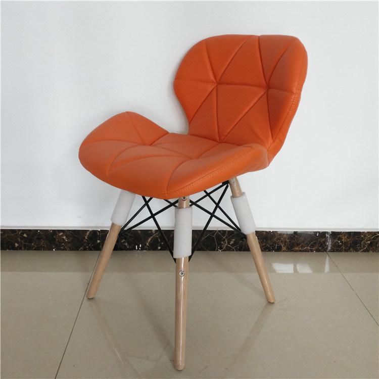 Modern European Simple Dining Room Restaurant Upholstered Plastic Cafe Chair with Wooden Leg