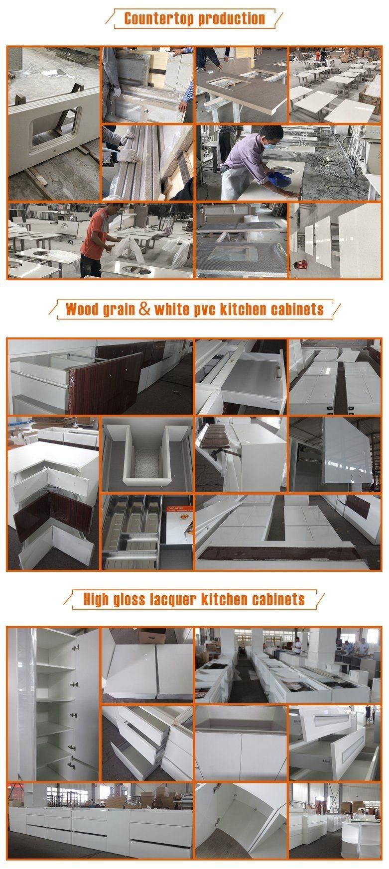 Rustic High Grade Rust Resistant Modular Dark Solid Wood Kitchen Cabinet with Kitchen Island