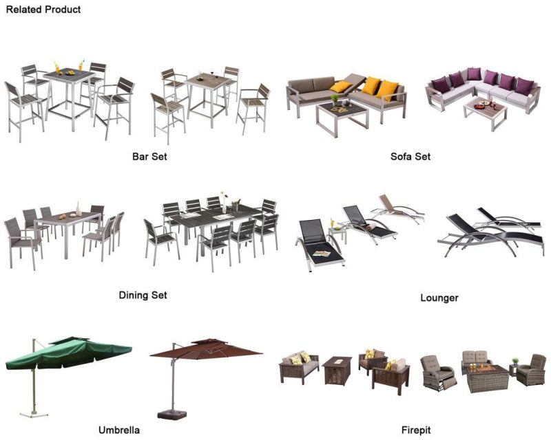 New Design Modern Leisure Coffee Bar Chair and Table Set Outdoor Garden Polywood Aluminum Furniture