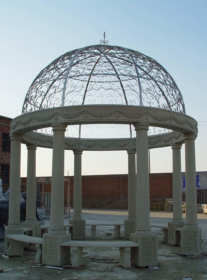 Factory Supply European Style Round Stone Six Columns Gazebo for Garden