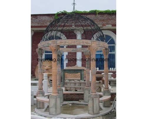 High Quality Yellow Marble Pavilion with Strong Columns and Solid Dome Roof