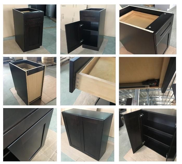 ODM White Plywood Customized Organizing Kitchens Dark Grey Kitchen Cabinets