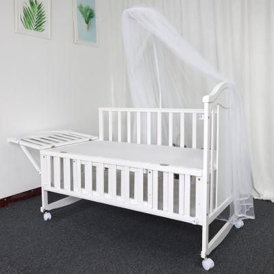 European Quality Portable Fashion Wooden Baby Crib Baby Bed Bedside Crib with Mosquito Net