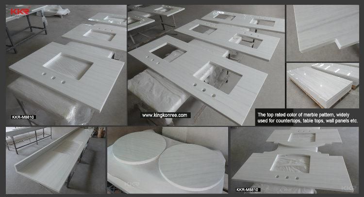 Customize European White Marble Solid Surface Bathroom Cabinet Vanity Tops